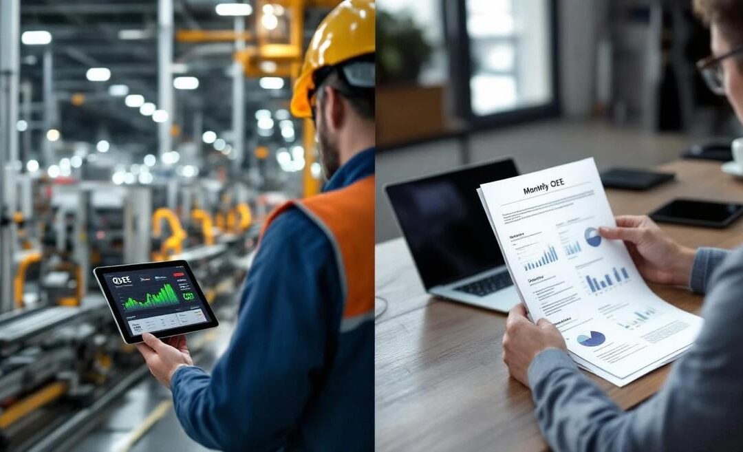 Real-time OEE vs maandelijkse OEE: Waarom latentie alles verandert voor fabrieksprestaties