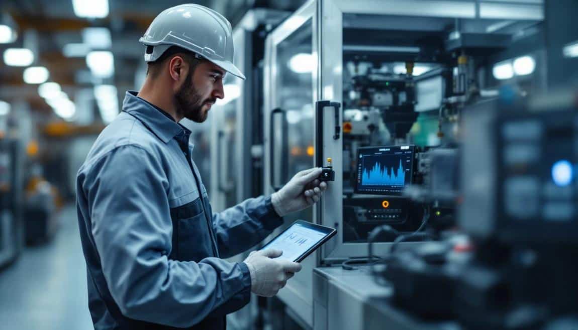 Vorne's OEE monitoring dashboard displaying real-time production metrics and performance data on a manufacturing facility screen.