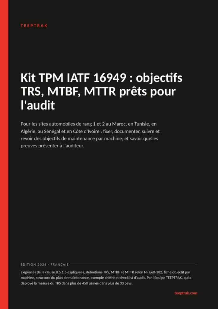 Kit TPM IATF 16949 : TRS, MTBF, MTTR